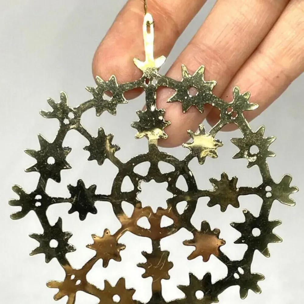 Snowflake Tree Bell Brass Christmas Ornaments LOT‎ of 3 Vintage